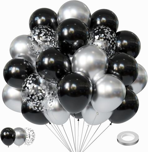 Black and Metallic Gold Balloons Set, 50PCS 12 Inch Black and Gold Confetti Balloons Party Decorations for Birthday, Graduation, New Years, Wedding, Engagement Party Decorations in Kuwait