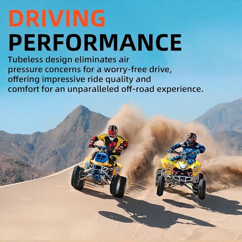 LANCER AT25X8-12 Lightweight All-Terrain ATV/UTV Tires (Set of 2) - 6PR Tubeless Design for Mud, Sand & Off-Road Trail Riding in Kuwait