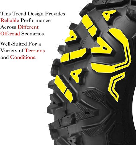 LANCER AT25X8-12 Lightweight All-Terrain ATV/UTV Tires (Set of 2) - 6PR Tubeless Design for Mud, Sand & Off-Road Trail Riding in Kuwait