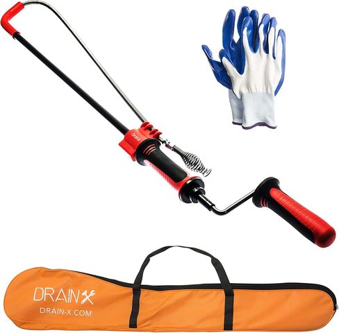 DrainX Toilet Auger Drain Plumbing Snake | Use with Drill or Manually, Angle Designed for Toilet Clogs, Plastic Guard for Porcelain Protection in Saudi Arabia