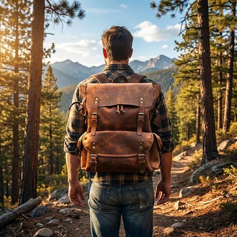 FORGE HIDE - Travel Backpack, laptop bag, hiking backpack, 100% Full Grain Leather Backpack for Men, Large Backpack, Rucksack, Outdoor Viking Bag, Christmas Gift For Him in Saudi Arabia