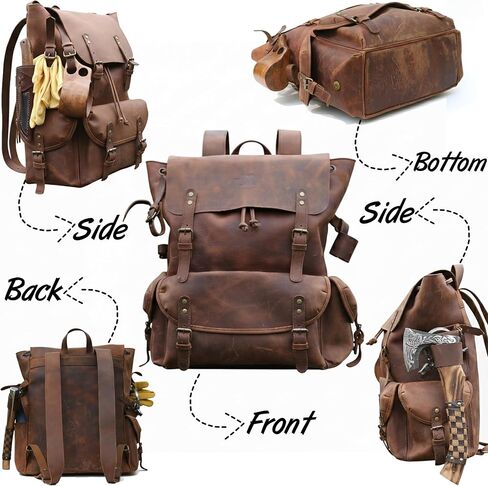 FORGE HIDE - Travel Backpack, laptop bag, hiking backpack, 100% Full Grain Leather Backpack for Men, Large Backpack, Rucksack, Outdoor Viking Bag, Christmas Gift For Him in Saudi Arabia