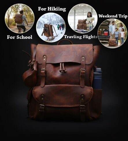 FORGE HIDE - Travel Backpack, laptop bag, hiking backpack, 100% Full Grain Leather Backpack for Men, Large Backpack, Rucksack, Outdoor Viking Bag, Christmas Gift For Him in Saudi Arabia