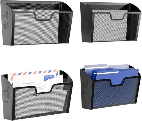 منظم ملفات الحائط البسيط الرائج، حامل ملفات معلق عمودي شبكي 7 طبقات، حامل ملفات معدني لسطح المكتب للمكتب والمنزل، أسود in Kuwait