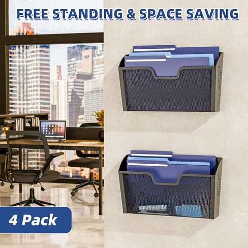 منظم ملفات الحائط البسيط الرائج، حامل ملفات معلق عمودي شبكي 7 طبقات، حامل ملفات معدني لسطح المكتب للمكتب والمنزل، أسود in Kuwait