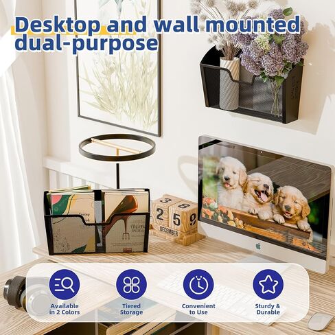 منظم ملفات الحائط البسيط الرائج، حامل ملفات معلق عمودي شبكي 7 طبقات، حامل ملفات معدني لسطح المكتب للمكتب والمنزل، أسود in Kuwait