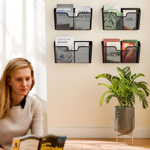 منظم ملفات الحائط البسيط الرائج، حامل ملفات معلق عمودي شبكي 7 طبقات، حامل ملفات معدني لسطح المكتب للمكتب والمنزل، أسود in Kuwait