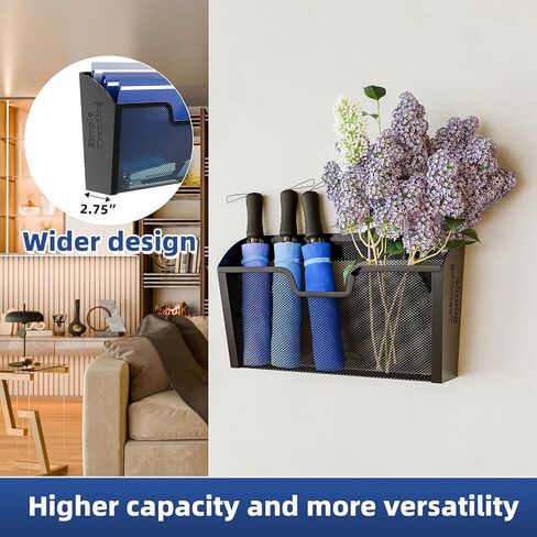 منظم ملفات الحائط البسيط الرائج، حامل ملفات معلق عمودي شبكي 7 طبقات، حامل ملفات معدني لسطح المكتب للمكتب والمنزل، أسود in Kuwait