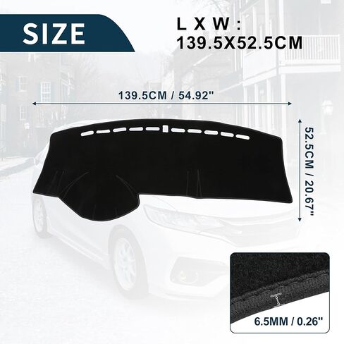 Dash Cover for Honda Fit Non-Slip | Center Console Dashboard Cover Pad Carpet Black 1 Pcs in Saudi Arabia