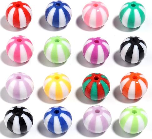 30PCS 20MM Bubblegum Beads for Pens, Stripe Rhinestones Disco Ball Chunky Large Acrylic Round Beads for Bag Focal Beadable Pen Keychain Making Jewelry Bracelet Making DIY Crafts in Saudi Arabia