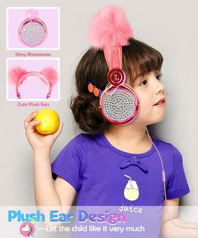 SVYHUOK Kids Headphones for Girls Children Teens,Cute Cat Ear Wired Headphones Microphone 3.5mm Jack, Over On Ear Headset for School Birthday Xmas Gift (Princess Blue) in Kuwait