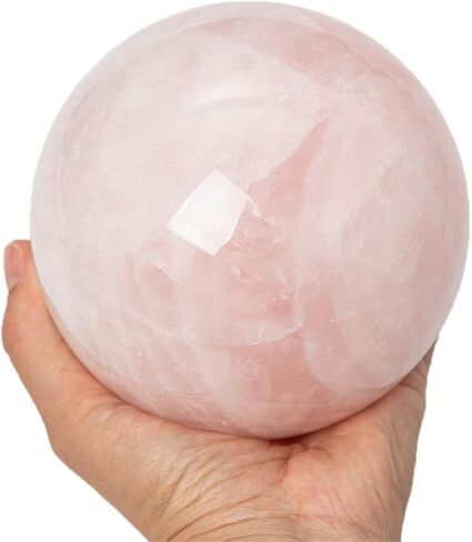 Large Rose Quartz Crystal Sphere Natural Pink Healing Crystal Ball with Stand Meditation Decorative Balls Home Decor 100-110mm/3.9-4.3" in Kuwait