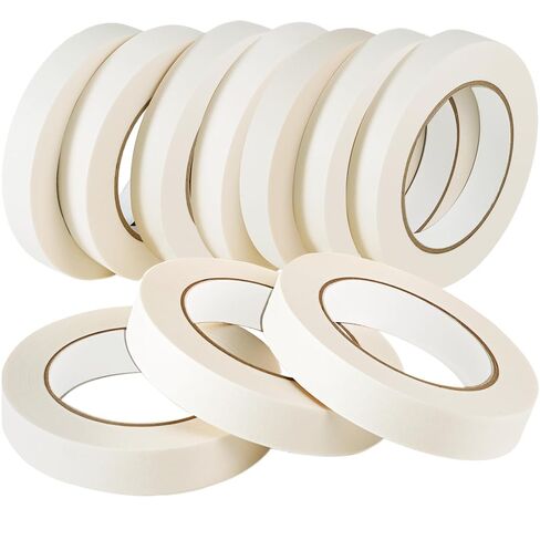 شريط لاصق، مجموعة شريط طلاء لاصق، أشرطة رسامين بيضاء بيج، أشرطة إخفاء للأغراض العامة للرسم، وضع العلامات، الحرف اليدوية، المدرسة، المنزل، 0.75 بوصة × 55 ياردة × 10 لفات (إجمالي 550 ياردة) in Kuwait