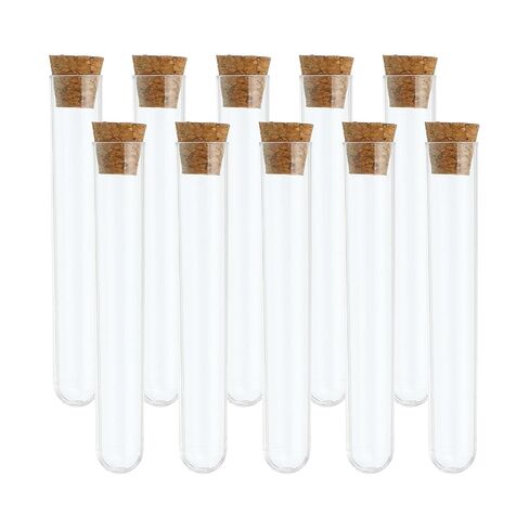 PATIKIL 10ml Test Tubes Set, 10pcs 4.13x0.63" PS Clear Round Bottom Test Tube Containers with Wood Stopper for Bead Party Candy Bath Salt Storage Scientific Experiment Plant Propagation in Saudi Arabia