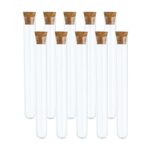 PATIKIL 10ml Test Tubes Set, 10pcs 4.13x0.63" PS Clear Round Bottom Test Tube Containers with Wood Stopper for Bead Party Candy Bath Salt Storage Scientific Experiment Plant Propagation in Saudi Arabia
