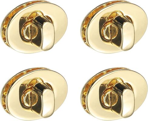 uxcell 4Pcs Twist Turn Lock Clasp, 24 x 16mm Closures Lock Fasteners for Purse Zinc Alloy Oval Bag Closure Clip Hardware Accessories for DIY Handbag Craft, Gold in Saudi Arabia