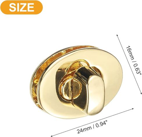 uxcell 4Pcs Twist Turn Lock Clasp, 24 x 16mm Closures Lock Fasteners for Purse Zinc Alloy Oval Bag Closure Clip Hardware Accessories for DIY Handbag Craft, Gold in Saudi Arabia