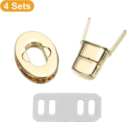 uxcell 4Pcs Twist Turn Lock Clasp, 24 x 16mm Closures Lock Fasteners for Purse Zinc Alloy Oval Bag Closure Clip Hardware Accessories for DIY Handbag Craft, Gold in Saudi Arabia