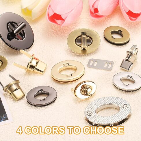 uxcell 4Pcs Twist Turn Lock Clasp, 24 x 16mm Closures Lock Fasteners for Purse Zinc Alloy Oval Bag Closure Clip Hardware Accessories for DIY Handbag Craft, Gold in Saudi Arabia