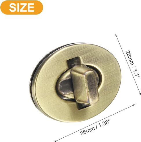 uxcell 4Pcs Twist Turn Lock Clasp, 24 x 16mm Closures Lock Fasteners for Purse Zinc Alloy Oval Bag Closure Clip Hardware Accessories for DIY Handbag Craft, Gold in Saudi Arabia