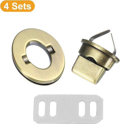 uxcell 4Pcs Twist Turn Lock Clasp, 24 x 16mm Closures Lock Fasteners for Purse Zinc Alloy Oval Bag Closure Clip Hardware Accessories for DIY Handbag Craft, Gold in Saudi Arabia