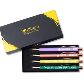 InnoBeta Llama Gifts for Women Teen Girls, Ballpoint Pen Set of 4, Gift Ideas for Alpaca Lovers in Kuwait