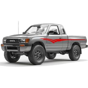 Retro Side Racing Stripes Graphics Fits Toyota Graphic Vinyl Decal Sticker Compatible with Pick-Up SR5 Tacoma 89-97 1998 (Silver) in Saudi Arabia