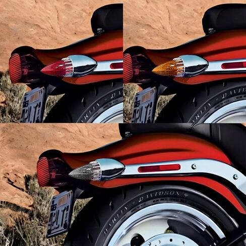 دراجة نارية 2 بوصة مشبك إشارة الانعطاف على 2 حزمة من أغطية عدسات الضوء الخلفي للرصاص لدراجة Harley Softail Street Road Glide Fat boy Sportster Dyna Deluxe (أحمر) in Kuwait