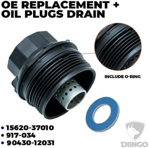 مجموعة غطاء مبيت فلتر الزيت DIINGO 15620-37010 15620-0T010 مع 10 قطع 90430-12031 بديل تصريف قابس الزيت لسيارة Toyota Corolla Prius V Matrix Prius Plug-In Scion iM Scion xD Lexus CT200H in Kuwait
