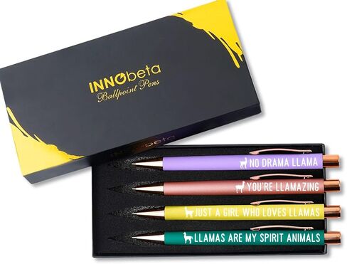 InnoBeta Llama Gifts for Women Teen Girls, Ballpoint Pen Set of 4, Gift Ideas for Alpaca Lovers in Kuwait