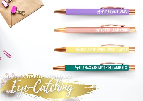 InnoBeta Llama Gifts for Women Teen Girls, Ballpoint Pen Set of 4, Gift Ideas for Alpaca Lovers in Kuwait