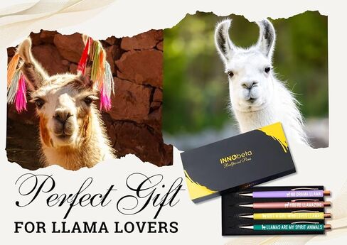 InnoBeta Llama Gifts for Women Teen Girls, Ballpoint Pen Set of 4, Gift Ideas for Alpaca Lovers in Kuwait