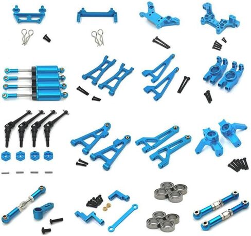 Upgrade Parts for H16BM H16GT H16DR H16PL M162 M163 1/16 RC Car, Body Pillar＆Absorber＆Shock Tower＆arms＆Steering Assembly＆Adjustable Links＆Drive Shafts CVD＆Servo Arm Set＆Bearing (Red) in Saudi Arabia