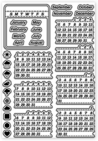CHGCRAFT Calendar Clear Stamps Weather Iconss Transparent Stamps Silicone Clear Stamp Seals for Carding Making DIY Scrapbooking Photo Album Decoration, 8.26x5.82 inch in Saudi Arabia