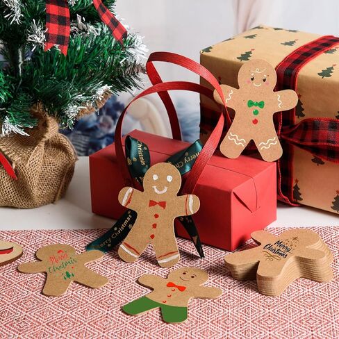 FOBSME 36 Pcs Wood Gingerbread Men for Crafts Unfinished Christmas Gingerbread Men Wooden Cutouts Blank Wooden Christmas Ornaments for Painting DIY Xmas Holiday Decorations,4.53x3.74 Inch in Kuwait