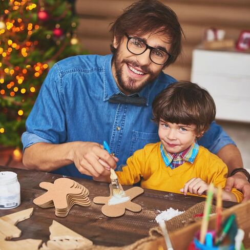 FOBSME 36 Pcs Wood Gingerbread Men for Crafts Unfinished Christmas Gingerbread Men Wooden Cutouts Blank Wooden Christmas Ornaments for Painting DIY Xmas Holiday Decorations,4.53x3.74 Inch in Kuwait