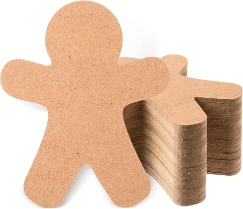 FOBSME 36 Pcs Wood Gingerbread Men for Crafts Unfinished Christmas Gingerbread Men Wooden Cutouts Blank Wooden Christmas Ornaments for Painting DIY Xmas Holiday Decorations,4.53x3.74 Inch in Kuwait