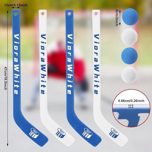8 Pcs Mini Hockey Stick and Ball Set Knee Hockey Set Includes 4 Mini Sticks and 4 Foam Balls for Winter Indoor Floor Sports in Saudi Arabia
