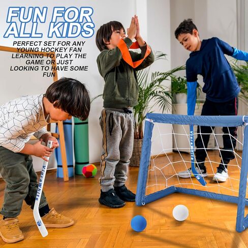 8 Pcs Mini Hockey Stick and Ball Set Knee Hockey Set Includes 4 Mini Sticks and 4 Foam Balls for Winter Indoor Floor Sports in Saudi Arabia