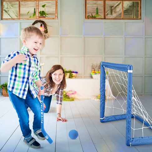 8 Pcs Mini Hockey Stick and Ball Set Knee Hockey Set Includes 4 Mini Sticks and 4 Foam Balls for Winter Indoor Floor Sports in Saudi Arabia