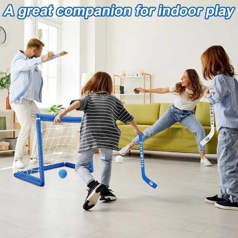 8 Pcs Mini Hockey Stick and Ball Set Knee Hockey Set Includes 4 Mini Sticks and 4 Foam Balls for Winter Indoor Floor Sports in Saudi Arabia