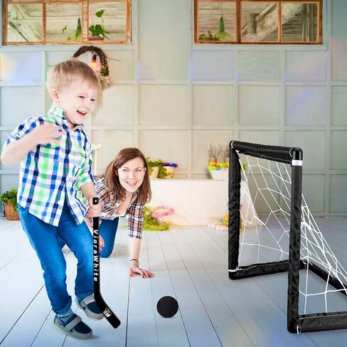 8 Pcs Mini Hockey Stick and Ball Set Knee Hockey Set Includes 4 Mini Sticks and 4 Foam Balls for Winter Indoor Floor Sports in Saudi Arabia