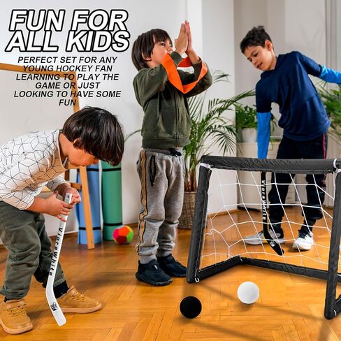 8 Pcs Mini Hockey Stick and Ball Set Knee Hockey Set Includes 4 Mini Sticks and 4 Foam Balls for Winter Indoor Floor Sports in Saudi Arabia