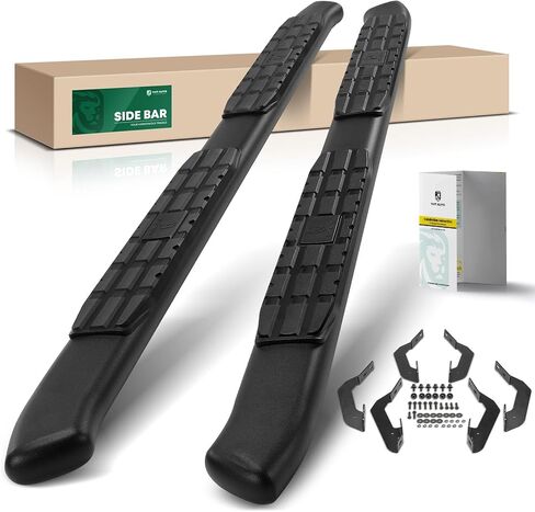 YHTAUTO 4.25" Running Boards Side Steps Fit Toyota Tacoma 2024-2026, Crew Cab/Double Cab, Oval Bent Ends Carbon Steel Black Powder, Truck Cab Side Step Rails Off-Road Exterior Accessories, Set of 2 in Saudi Arabia