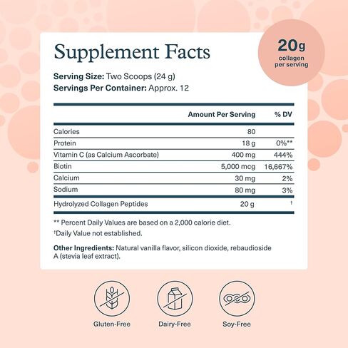 Youtheory Collagen Peptides Powder, Promotes Hair, Nail, Skin, and Joint Health, Vanilla, 20 OZ in Saudi Arabia