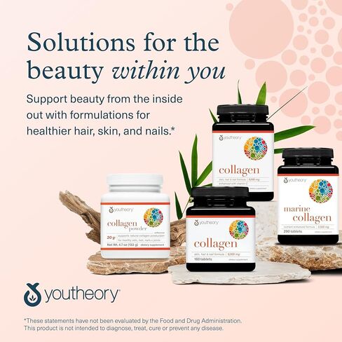 Youtheory Collagen Peptides Powder, Promotes Hair, Nail, Skin, and Joint Health, Vanilla, 20 OZ in Saudi Arabia