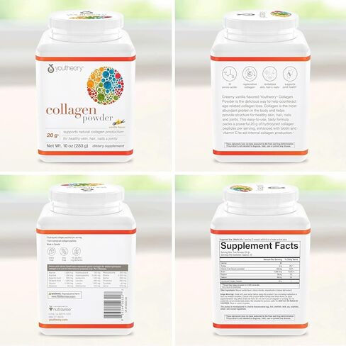 Youtheory Collagen Peptides Powder, Promotes Hair, Nail, Skin, and Joint Health, Vanilla, 20 OZ in Saudi Arabia