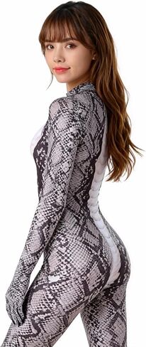 GREUS Halloween Python Cosplay One-piece Tights Snake Print Woman Costume Bodysuits Animal Outfit Snake Dress up Suits in Kuwait