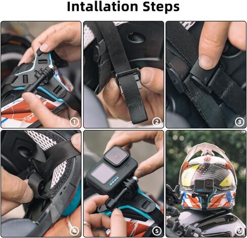 SUREWO Motorcycle Helmet Chin Strap Mount for GoPro Hero 12/11/10/9/8/7/(2018)/6/5 Black,DJI Osmo Action 3/2,Insta360 ONE R,AKASO/Campark/YI and More in Kuwait