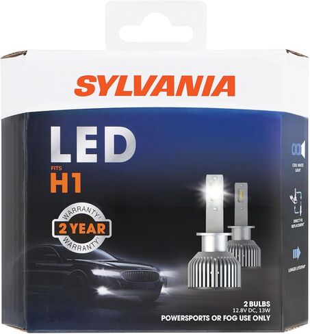SYLVANIA H1 LED - مصابيح الضباب للسيارات والشاحنات - المصابيح الأمامية للرياضات على الطرق الوعرة - ضوء LED أبيض بارد 6000 كيلو - مصابيح طويلة الأمد - بدون قطبية - ترقية DIY in Saudi Arabia